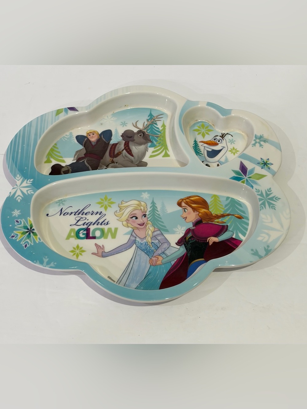 Zak Disney Frozen Northern Lights Aglow Kids Sectioned Plate